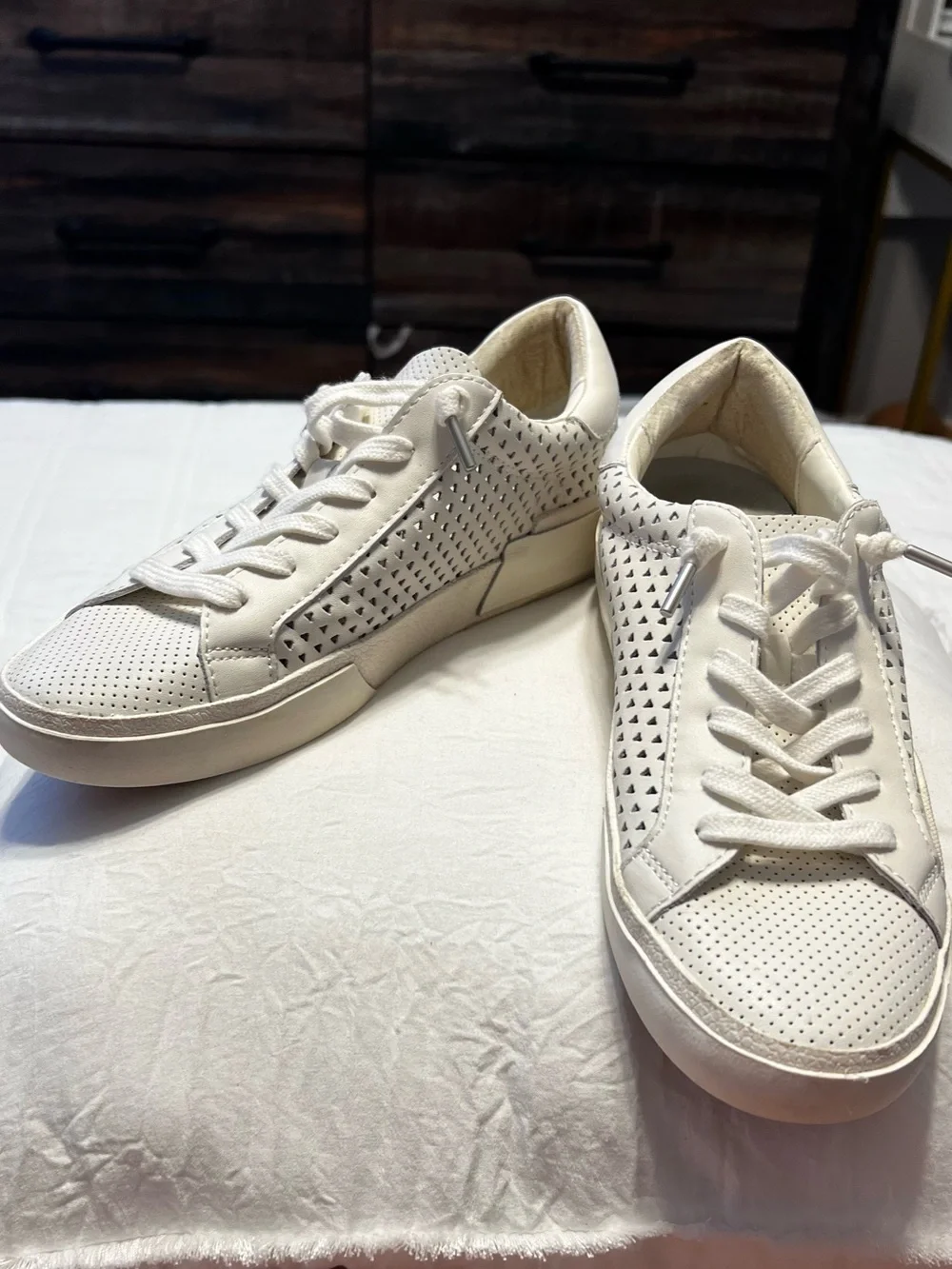 Dolce Vita Zina - White Perforated Leather Sneakers | Women’s Size 8